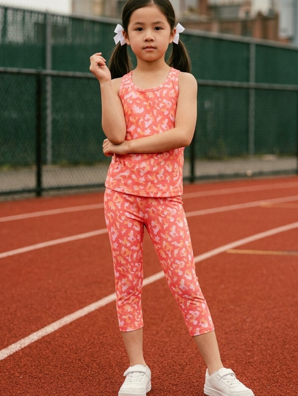NWT Xersion Pink Dubarry Leopard 7/8 Capri Leggings Size XXS 4/5